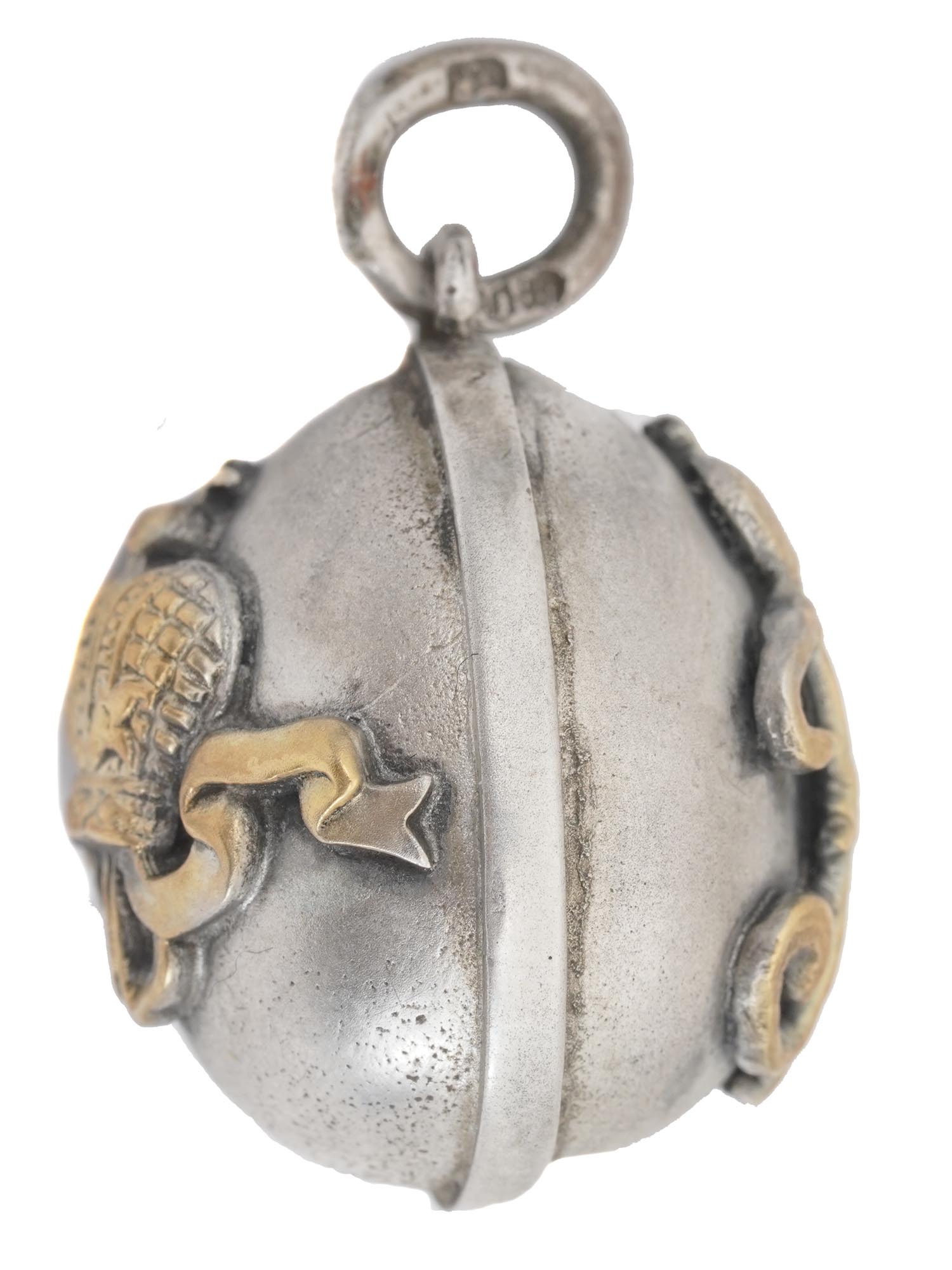 RUSSIAN GILT SILVER EGG CHARM WITH IMPERIAL CROWN PIC-1